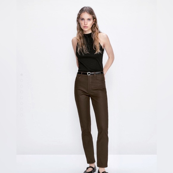 NEW Massimo Dutti High-Waist Straight Leg Costed Pants Size 6 - Picture 1 of 10